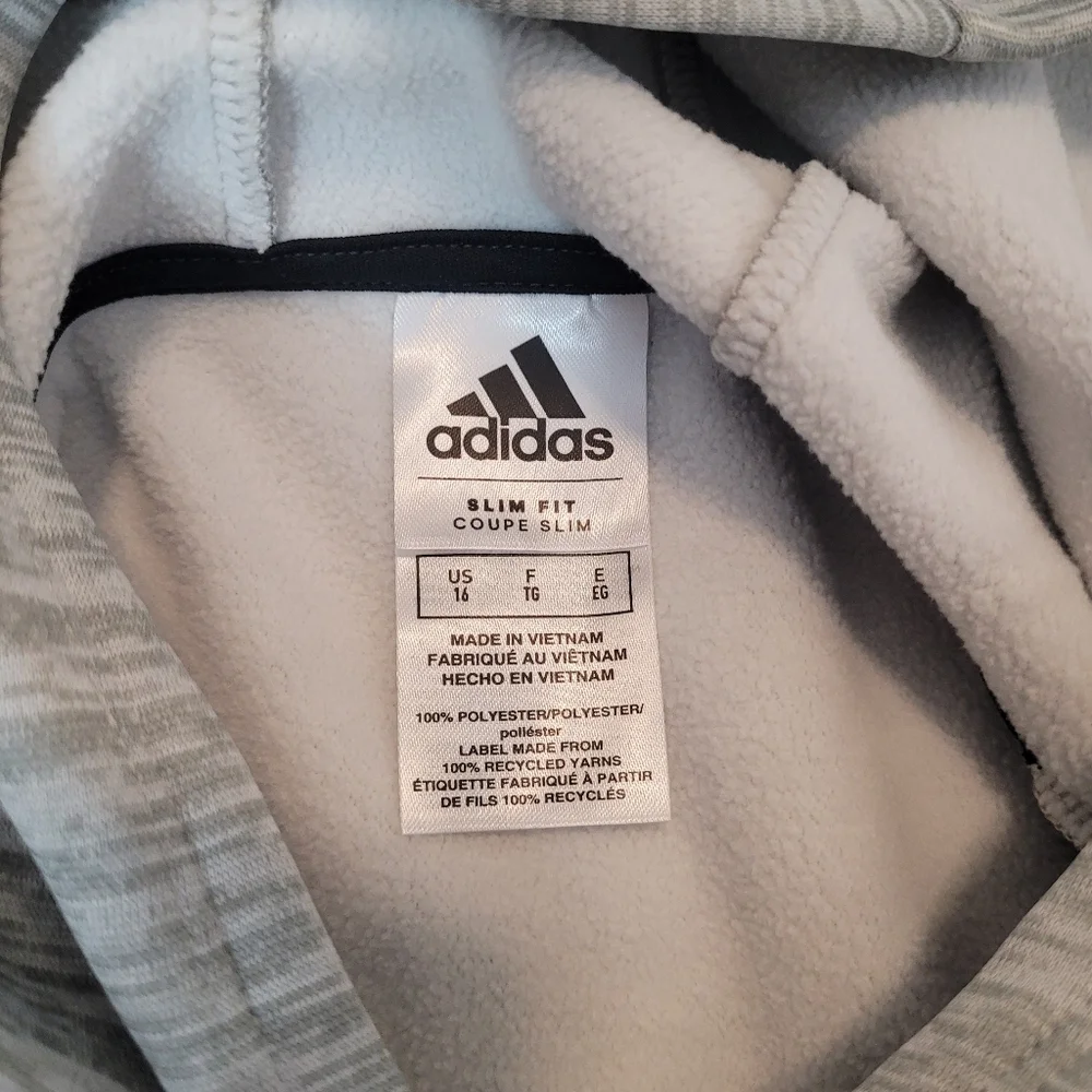 NWOT Girls Adidas Hoodie – Gray & Black with Pastel Logo – Size 16 XL
